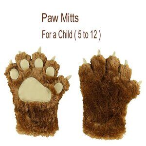 Lazy One Animal Paw Mittens Child One Size Soft Fur Unisex